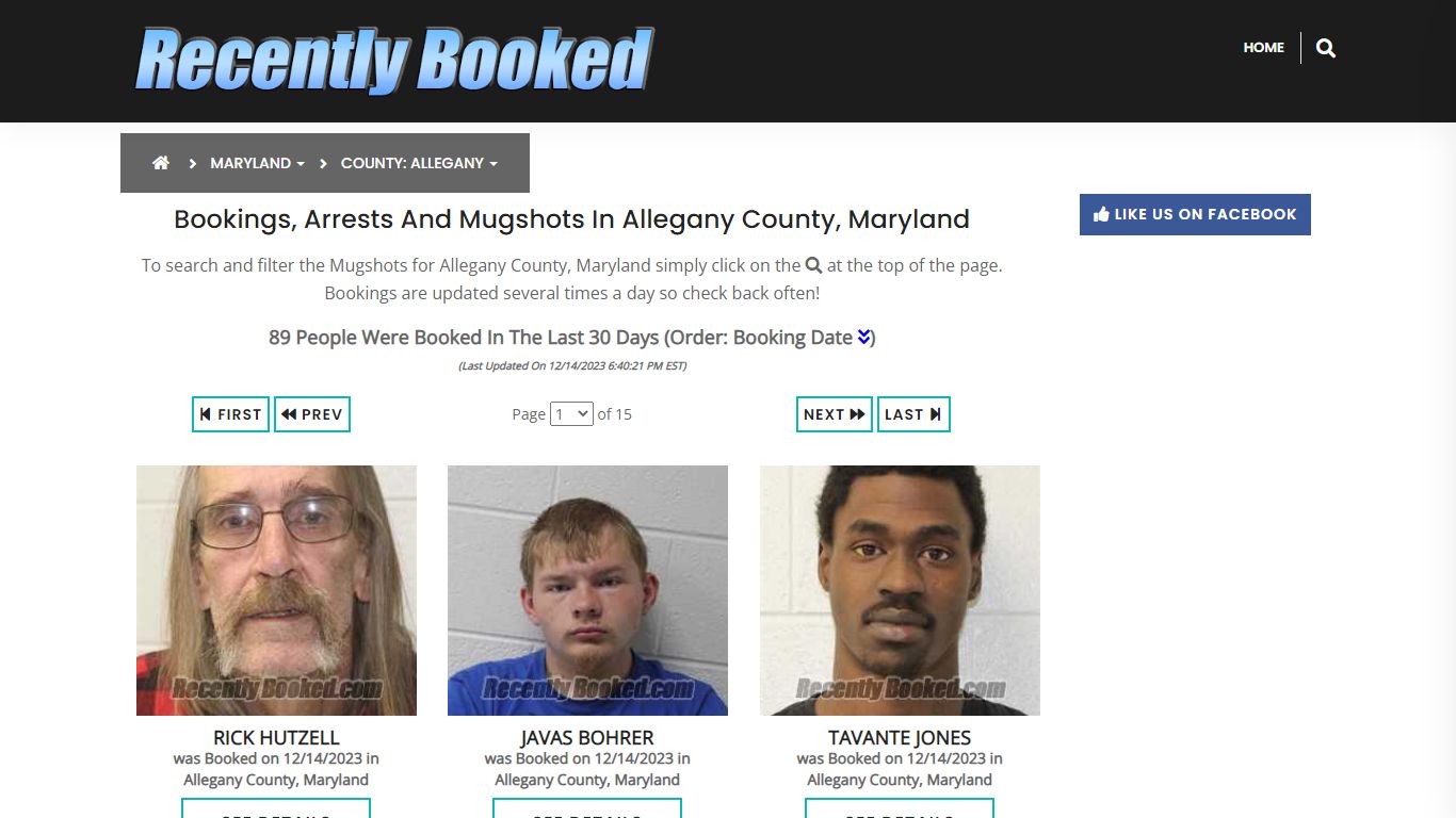 Bookings, Arrests and Mugshots in Allegany County, Maryland